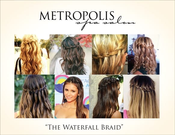 Waterfall braid hairstyle